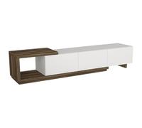 Vente-unique-Mueble TV con 3 cajones y 1 Estante - Blanco y Natural - DUKIAN