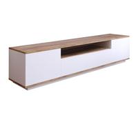 Vente-unique-Mueble TV con 3 Puertas y 1 Estante - Blanco y Natural - LOTULA