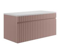 Vente-unique - Muebles Colgantes Rosados con Rayas para Debajo del Lavabo con Estante - 100 cm - SATARA