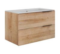 Vente-unique NISAYA - Mueble de ba“o Colgante con Lavabo Empotrado - Natural Claro - 80 cm