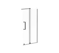 Vente-unique - Pared de ducha a ras de suelo con puerta corredera de metal negro mate estilo industrial - 120 x 200 cm - YOREM