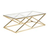 Vente-unique Pascal MORABITO-Mesa de Centro Charlotte de Pascal MORABITO - Cristal Templado y Acero - Dorado