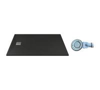 Vente-unique - Plato de Ducha de Resina para Colocar o empotrar con sifÛn - Negro - 120 x 90 cm - MIRNOSA