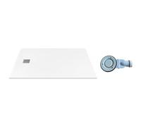 Vente-unique-Plato de ducha de resina para instalar sobre o empotrar con sifón - Blanco - 140 x 80 cm - MIRNOSA
