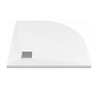 Vente-unique-Plato de ducha extraplano de resina SMC, recortable para instalar sobre el suelo o encastrado en forma de cuarto de círculo - Blanco - 80 x 80 cm - SYFORSA