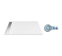 Vente-unique - Plato de Ducha para Instalar o empotrar de Resina con sifÛn - Blanco - 120 x 80 cm - LYROSA