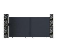 Vente-unique - Portal Corredizo Aluminio Completo L374 x 180 cm Antracita - Nazario