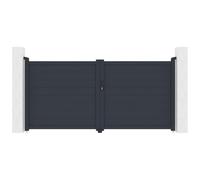Vente-unique-Portal elÈctrico batiente de aluminio macizo L305 x H150 cm antracita - NAZARIO