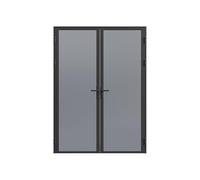 Vente-unique - Puerta con marco Loxton - L 93cm x A 3.5cm x H 204cm - cristal templado - negro