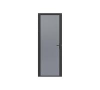 Vente-unique - Puerta con marco Loxton - L 93cm x A 3.5cm x H 204cm - cristal templado - negro