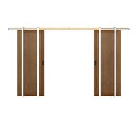 Vente-unique-Puerta corredera doble empotrable en MDF y madera natural oscuro - 2 x Alt. 205 x L83 cm - SANDORA