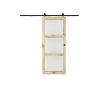 Vente-unique - Puerta corredera Vista en Madera y Cristal Templado - 3 Ventanas - Alt. 205 x L93 cm - Acosta II