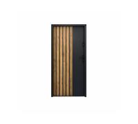 Vente-unique - Puerta de entrada Cobrita - L 95cm x A 9cm x H 203.5cm - acero - gris antracita
