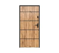 Vente-unique-Puerta de entrada de acero y inox Alt. 207 x Ancho 100 cm efecto roble - abre a la izquierda - NAXARA