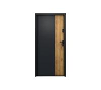 Vente-unique - Puerta de entrada Mabena - L 95cm x A 9cm x H 203.5cm - acero - gris antracita, color natural claro