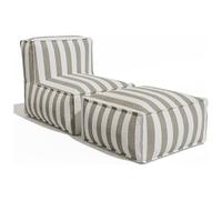 Vente-unique-Salón de jardín en Tela bouclé 2 plazas: 1 sillón y un puf - Rayas Blancas y Beige - NOUMARA de MYLIA