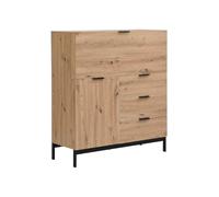 Vente-unique Secretario con 2 Puertas y 3 cajones - MDF y Metal - Color: Natural - Erwin