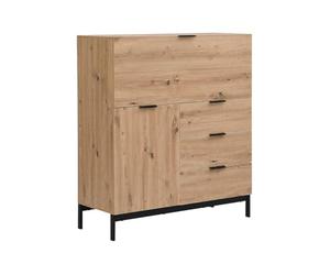 Vente-unique Secretario con 2 Puertas y 3 cajones - MDF y Metal - Color: Natural - Erwin