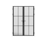 Vente-unique SEROTO - Bloque de puerta doble de aluminio y vidrio esmerilado, 2 x 204 x 73 cm, color negro