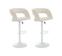 Vente-unique-Set de 2 taburetes de Bar de Tela y Metal Blanco - Altura Ajustable - Crema - LAJUNIA