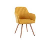 Vente-unique Silla con reposabrazos - Tela y Metal en Aspecto de Madera - Amarillo - Eleana