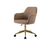 Vente-unique - Silla de Escritorio - Terciopelo - Beige y Dorado - Altura Ajustable - Eleana