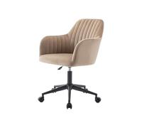 Vente-unique - Silla de Escritorio - Terciopelo - Beige y Negro - Altura Ajustable - Eleana