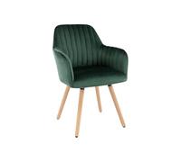 Vente-unique - Silla Eleana - L 56cm x A 58cm x H 85cm - Terciopelo - Verde Esmeralda