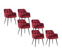 Vente-unique - Silla Pega - L 58.5cm x A 62cm x H 78cm - Terciopelo - Granate