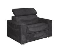 Vente-unique-Sillón Cama Express de Pana Gris - Cama 70 cm - Colchón 14 cm -