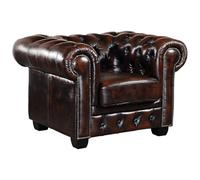 Vente-unique-Sillón Chesterfield Brenton 100% Piel de búfalo - Marrón
