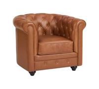 Vente-unique - Sillón de Piel de Vaca Color Camel Chesterfield