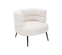 Vente-unique - SillÛn de Tela rizada Blanco CAMEDO