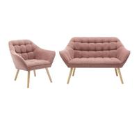 Vente-unique - Sofá 2 plazas + Sillón Caserta - poliéster - Rosa