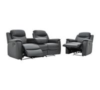 Vente-unique-Sofá 3+1 plazas Relax Evasion de Piel - Gris