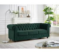 Vente-unique-Sofá 3 plazas de Terciopelo Verde Chesterfield