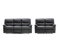 Vente-unique - Sofá 3 plazas + Sofá 2 plazas Canby - Piel sintética - Negro