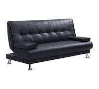 Vente-unique - Sofá Cama 3 plazas Maxime - Piel sintética - Negro