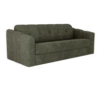 Vente-unique-Sofá Cama 4 plazas de Apertura r·pida en Tela Texturizada Verde Kaki - Somier de l·Minas Anchas 160 cm - ColchÛn 18 cm - DARIELO