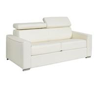 Vente-unique - Sofá Cama 4 plazas - Piel - Blanco