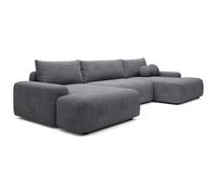 Vente-unique - Sofá Cama 7 plazas Daviso - poliéster - Gris Antracita