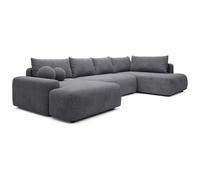 Vente-unique - Sofá Cama 8 plazas Daviso - poliéster - Gris Antracita