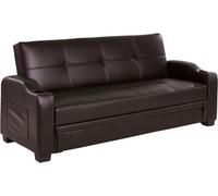 Vente-unique-Sofá Cama Clic-clac de Piel sintética Mirella - Marrón