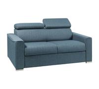 Vente-unique-Sofá Cama de 2 plazas de Apertura r·pida de Tela - Azul - Cama 120 cm - ColchÛn de 18 cm