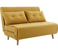 Vente-unique-Sofá Cama de 2 plazas de Tela Amarillo Mostaza URIBIA