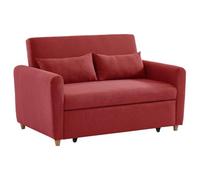 Vente-unique-Sofá Cama de 2 plazas de Tela Ayla - Rojo