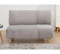 Vente-unique-Sofá Cama de 2 plazas de Terciopelo de canalé PALULA - Gris Claro