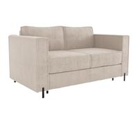 Vente-unique-Sofá Cama de 3 plazas de Apertura rápida de Tela Beige Texturizada - Cama de 140 cm - Colchón de 20 cm - ELORYA