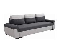 Vente-unique-Sofá Cama de 3 plazas de Tela Antracita y Gris Claro Gaby II