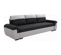 Vente-unique-Sofá Cama de 3 plazas de Tela Negro y Gris Claro Gaby II